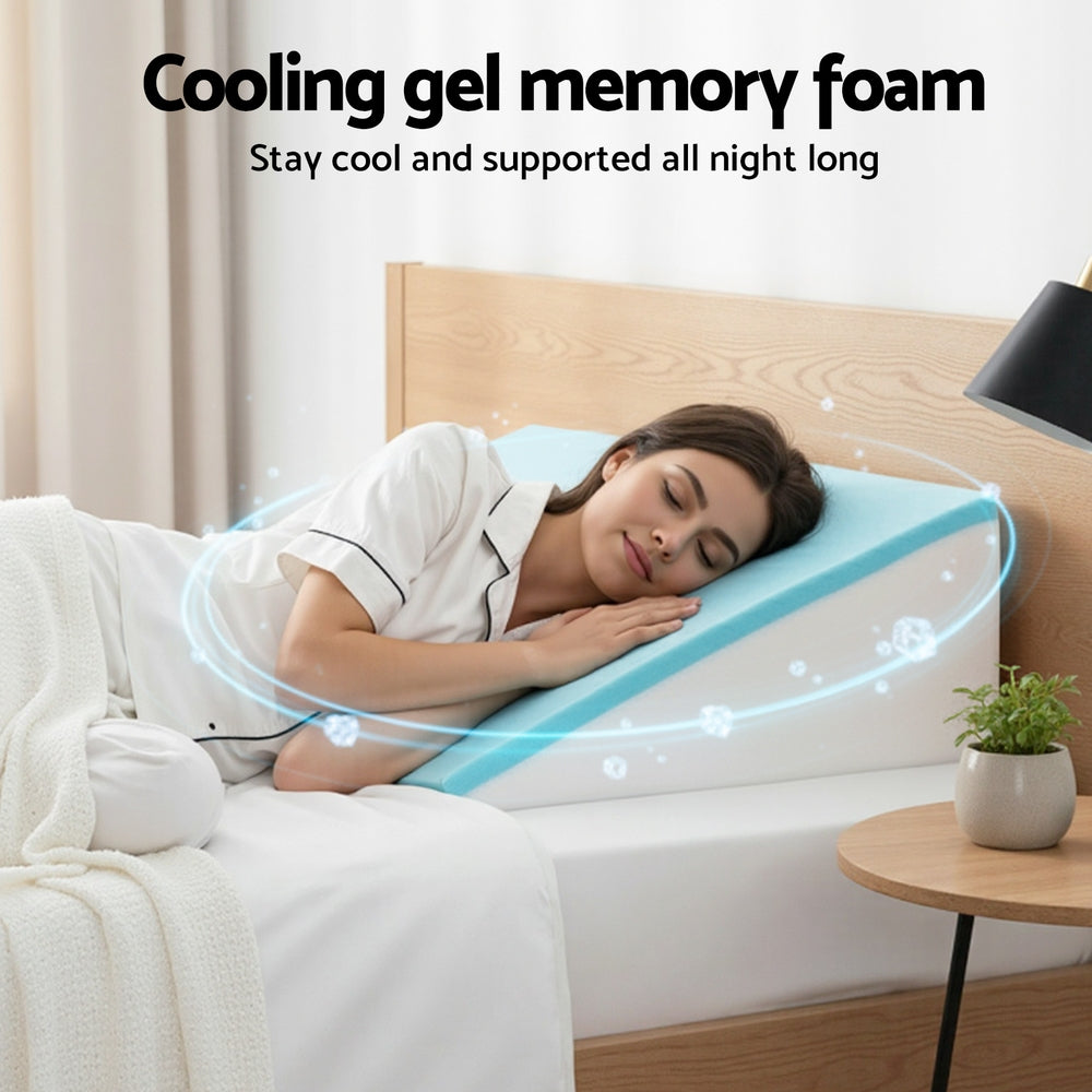 Wedge Pillow Cooling-Gel Infused Elevated Back Leg Cushion Support Memory Foam