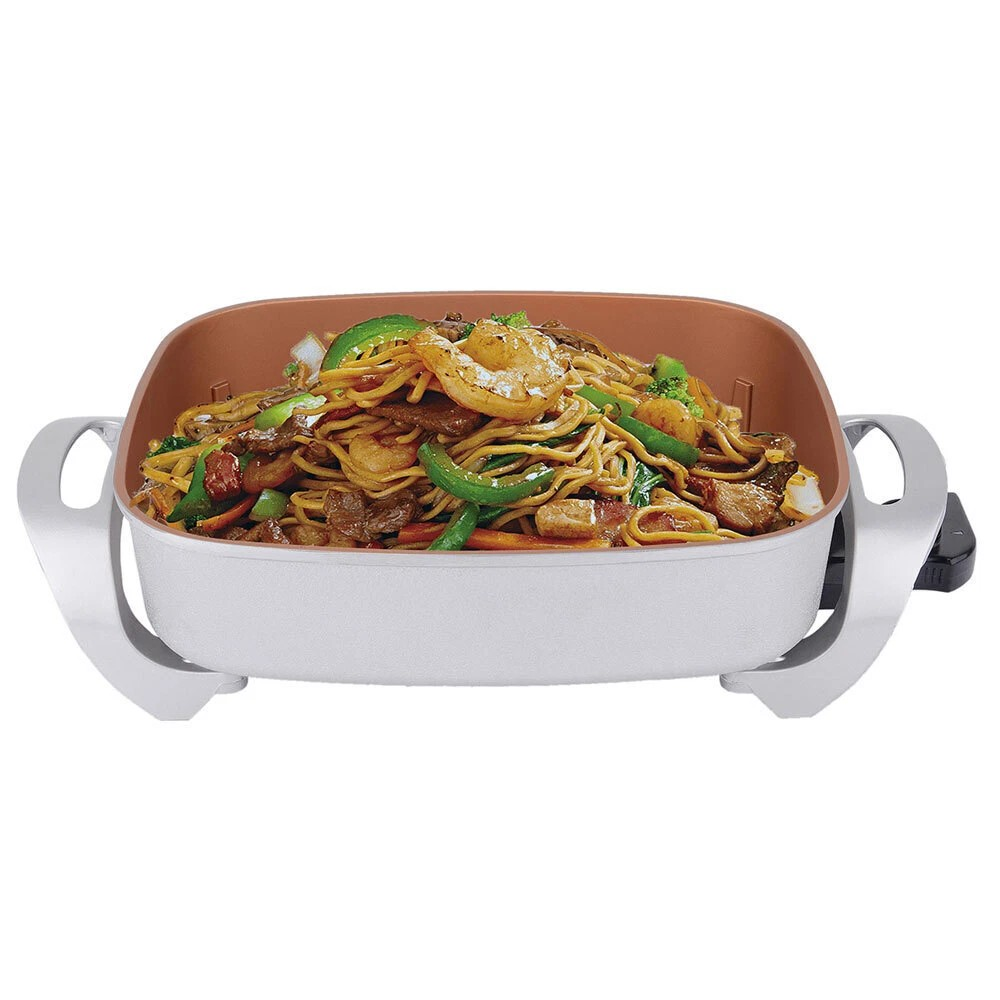 Healthy Choice Electric Fry Pan 7.9L 38cm Non-Stick 1500W Frying Cookware Copper