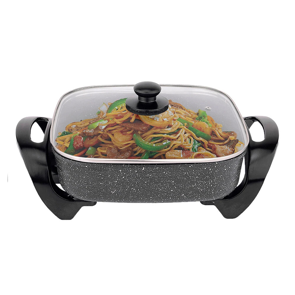 Electric Non-Stick Frypan 7.2L | Large Cooker Skillet Cooking Pan w/ Glass Lid | Portable Cookware