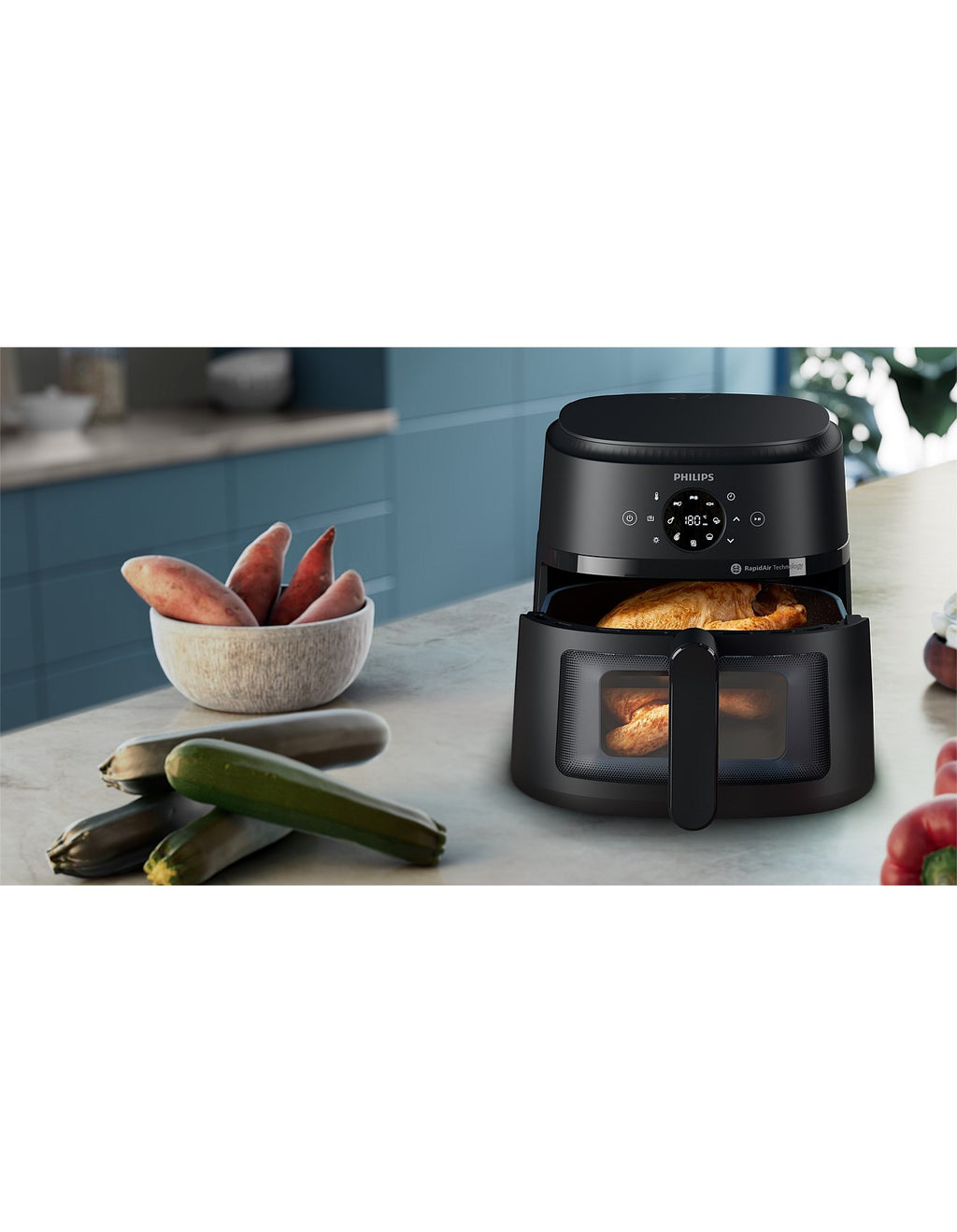 Philips Large 6.2L Air Fryer | Healthy Bake Roast Grill Airfryer | Kitchen Appliance Frying 13 Presets