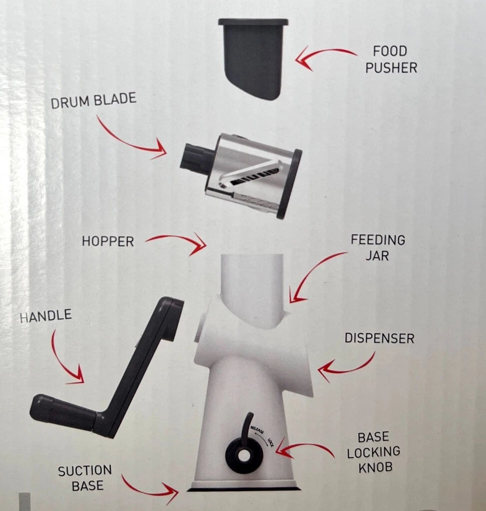 Cheese Vegetable Grater Carrot Zuchini Shredder Grating Portable Shred Grate Slicer Drum Nut