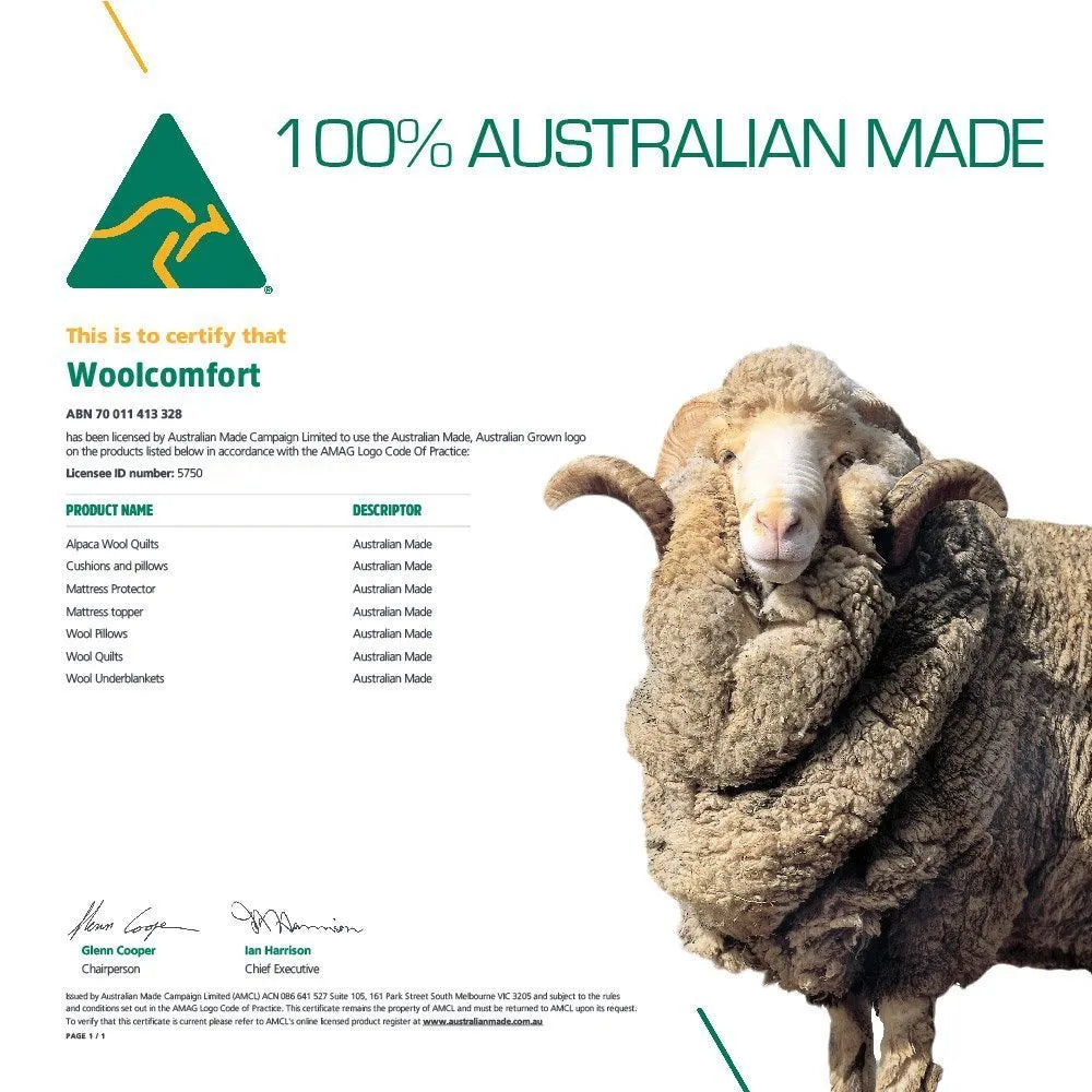 Australian Made Wool Underlay KING SIZED | Winter Bedding Mattress Topper Fully Fitted Underlay Matress Protector