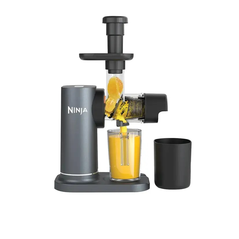 Ninja NeverClog JC151 Cold Press Juicer Grey | NeverClog Cold Press Technology | Anti Drip | Interchangeable Filters | Dishwasher Safe Attachments