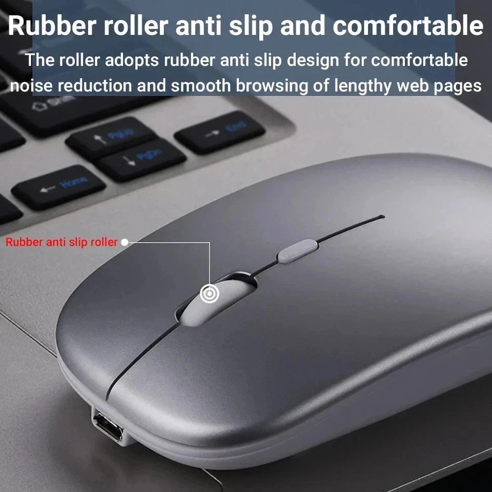 Wireless Mouse 2.4G Rechargeable Slim Desktop Laptop Bluetooth PC Mouse Mice + USB Receiver, Optical Mouse