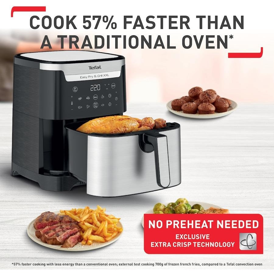 Tefal Easy Fry & Grill XXL Flexcook Air Fryer EY801D | No Preheating | 2 in 1 Airfryer and Grill | Single and Dual Cooking Zones | Precision Temperature Control | Healthy Cooking