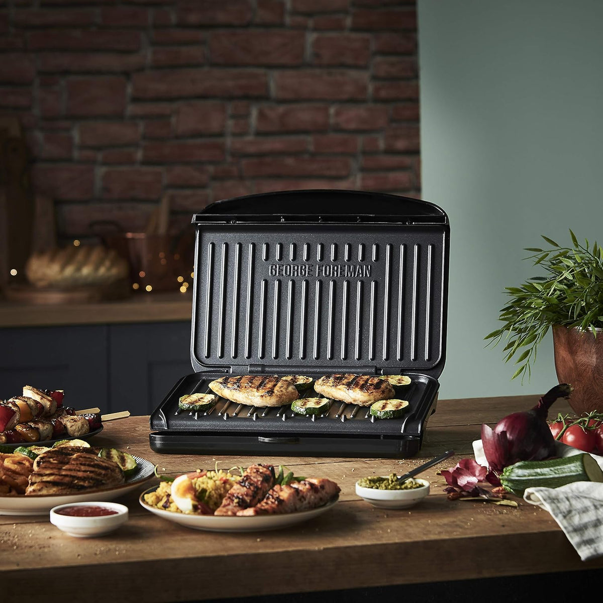 George Foreman Electric Grill Plate Non Stick Griddle Plates Meat Vegetable Sandwich