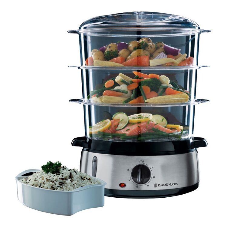 Russell Hobbs 9L Food Steamer Electric Healthy Food Steamer 3-Tier Fish Vegetable Rice Cooker