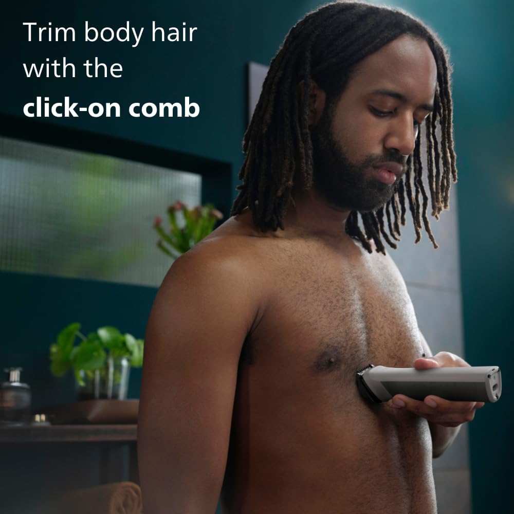 Philips Body Beard Trimmer Facial Hair Clipper Multigroom Shaving Trimming - Cordless Rechargable 15-in-1 Face, Wet Dry Clipper