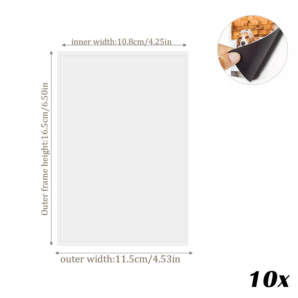 10x Magnetic Photo Frames Fridge Locker Photograph Magnet Pictures Clear Pocket