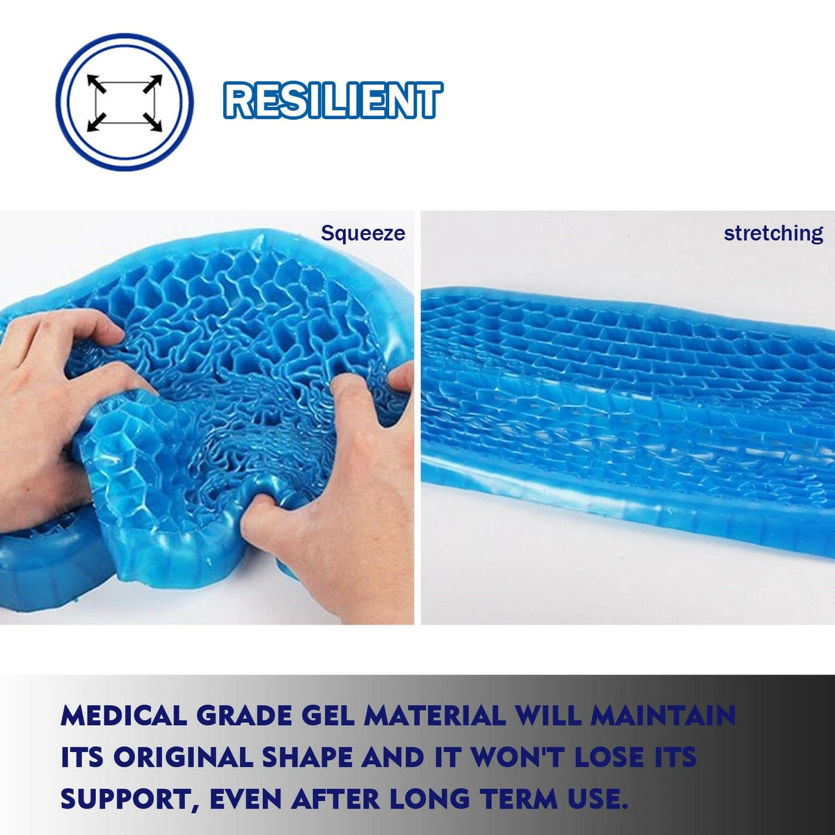 Car Home Office Seat Cushion Flexible Gel Honeycomb Support Back Spine Protector Back Relief Pad