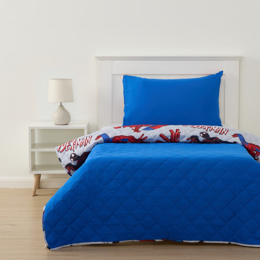 Spiderman Kids Comforter Bedding and Pillowcase Set, Colourful Spiderman Bedroom Decor - Single - Gift Birthday Christmas