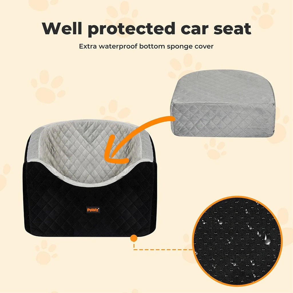 Pet Dog Puppy Car Booster Seat Carrier Safe Travel Portable Bed 15kg Back Front Seat Seat Belt - Machine Washable Cover