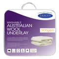 Queen Wool Underlay 300GSM Jason Reversible Fitted Washable Extra Deep Pile - Mattress Topper Protector