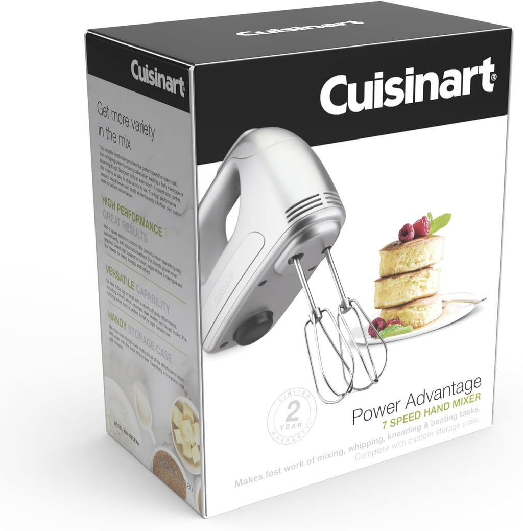 Cuisinart Electric Hand Mixer, Beater Dough Hooks, 7 Speeds, Storage Case, Home Baking Whisking Cooking