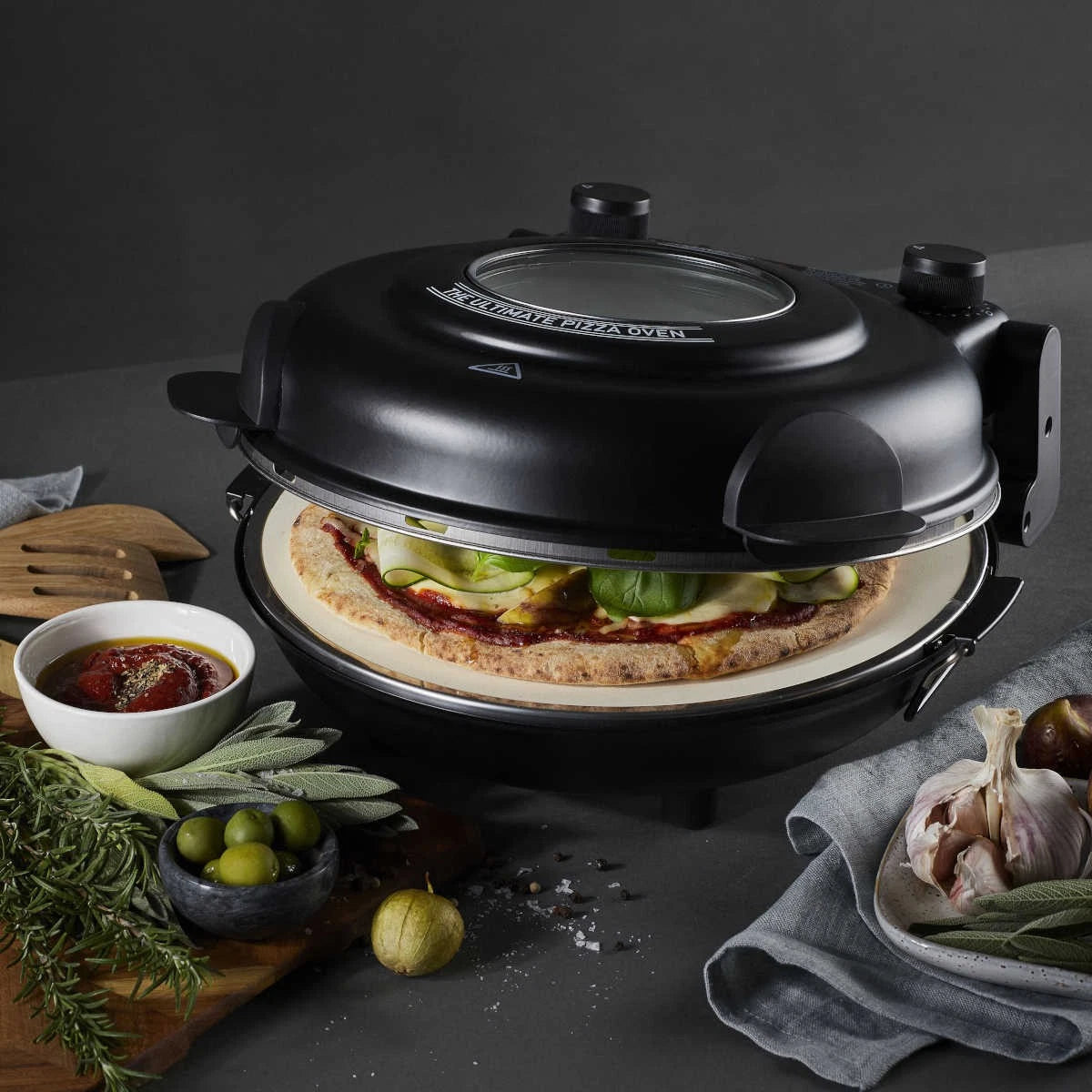 Electric Pizza Maker MasterPro Homemade Frozen Pizza Baker Oven with Ceramic Baking Stone