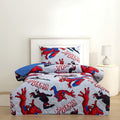 Spiderman Kids Comforter Bedding and Pillowcase Set, Colourful Spiderman Bedroom Decor - Single - Gift Birthday Christmas