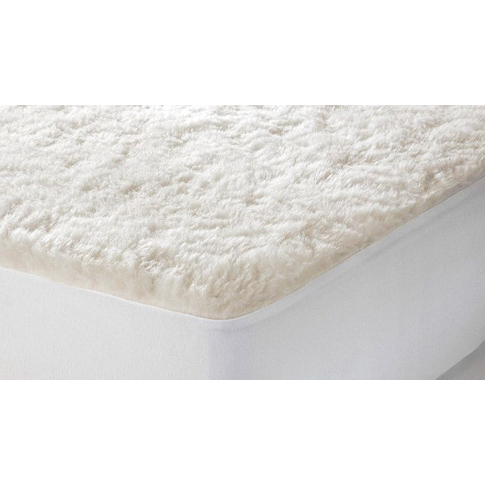 Queen Wool Underlay 300GSM Jason Reversible Fitted Washable Extra Deep Pile - Mattress Topper Protector