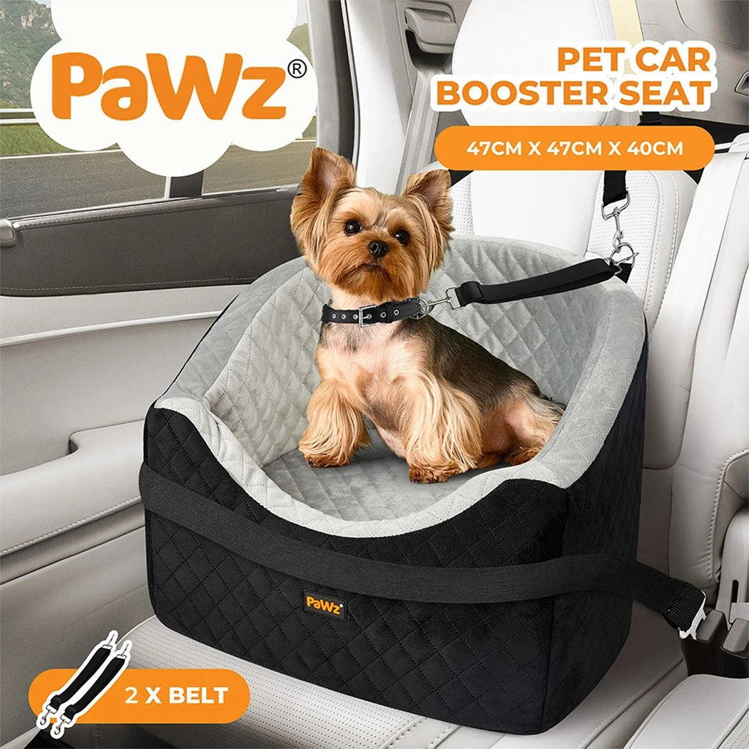 Pet Dog Puppy Car Booster Seat Carrier Safe Travel Portable Bed 15kg Back Front Seat Seat Belt - Machine Washable Cover