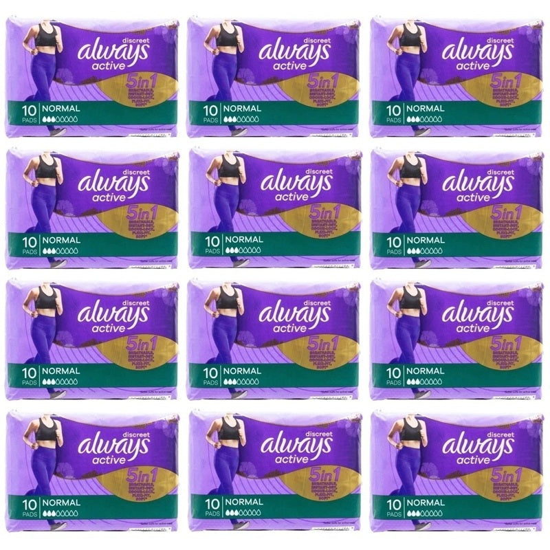 120 Pack Women's Active Menstrual Period Pads | Dry Odour Lock Flexi Fit Discrete Ladies Pads Hygiene Sanitary Napkins
