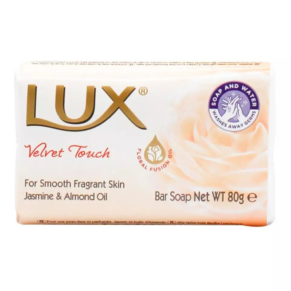 24x Lux 80g Bar Soap Jasmine & Almond Oil Shower/Bath Body Wash Velvet Touch