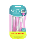 Gillette Venus Sensitive Razor 6 Pack | No Blade Change | Moisture Strips | 3 Blade Razor | Close Shave