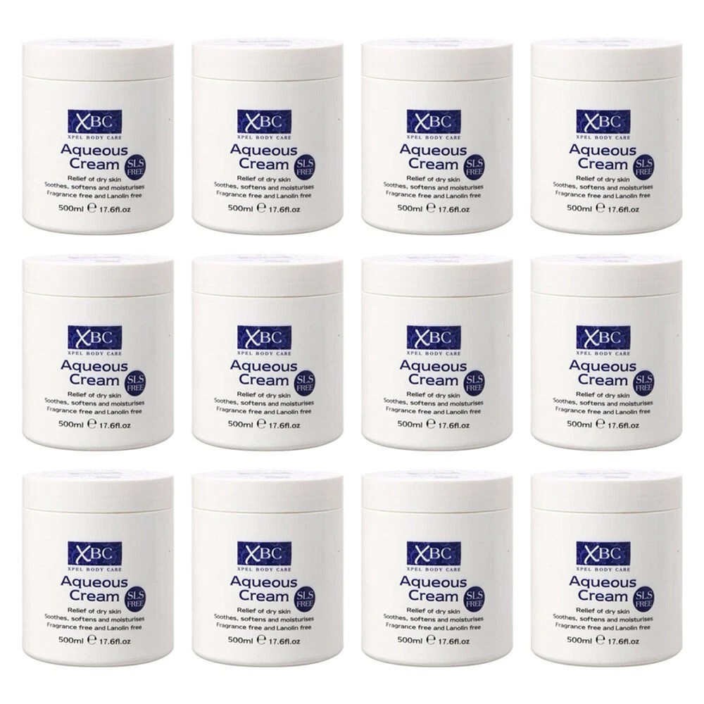 XBC Aquenous Cream | Moisturising Lotion For Dry Skin | 12 Pk x 500ml ea | Fragrance Free