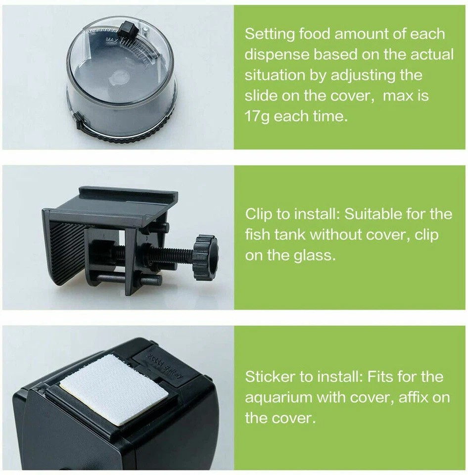 Auto Fish Feeder with Digital Timer | Pond & Aquarium Pet Food Dispenser | Holiday Use | Velcro Strip |