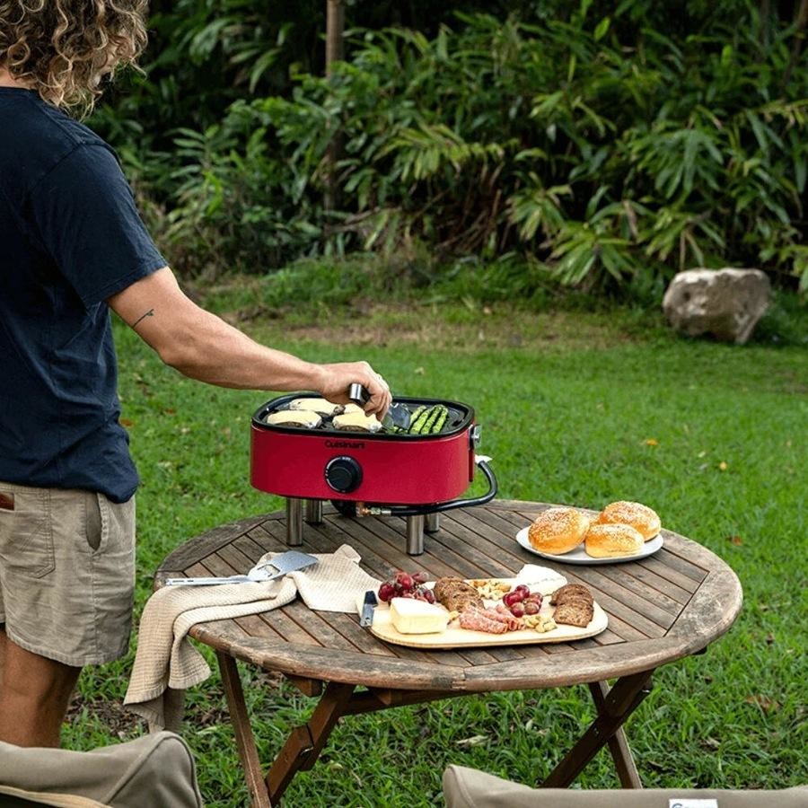 Cuisinart Venture Portable Outdoor Gas BBQ | Modern Style Features Porcelain Enamelled Cast Iron Grates | Ideal for Camping/ Beach/ Parks |