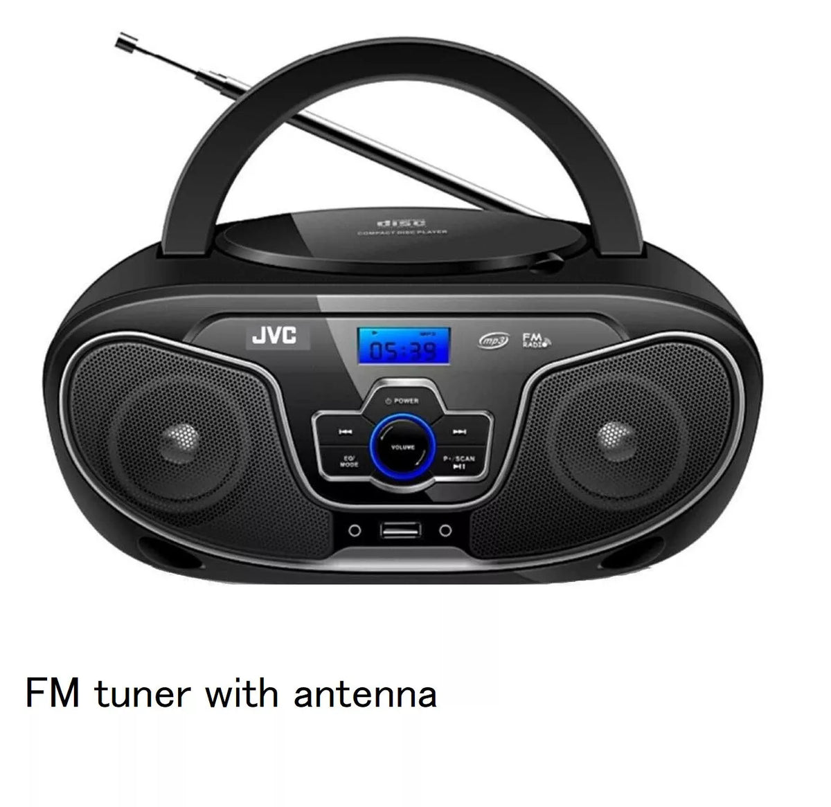 JVC CD Player Bluetooth Boombox Portable 2x 4W Speakers USB/FM Radio/AUX Music
