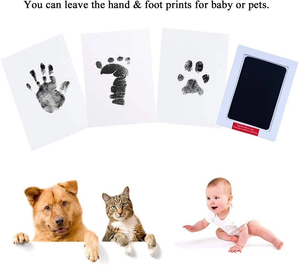 Newborn Baby Pet Wipe Safe Inkless Hand Foot Print Keepsake Kit Christmas Gift - Random Colour