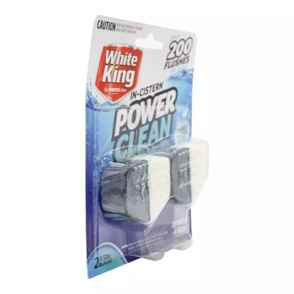12pc White King In-Cistern Power Clean Blocks Toilet Cleaner 50g Bleach & Blue