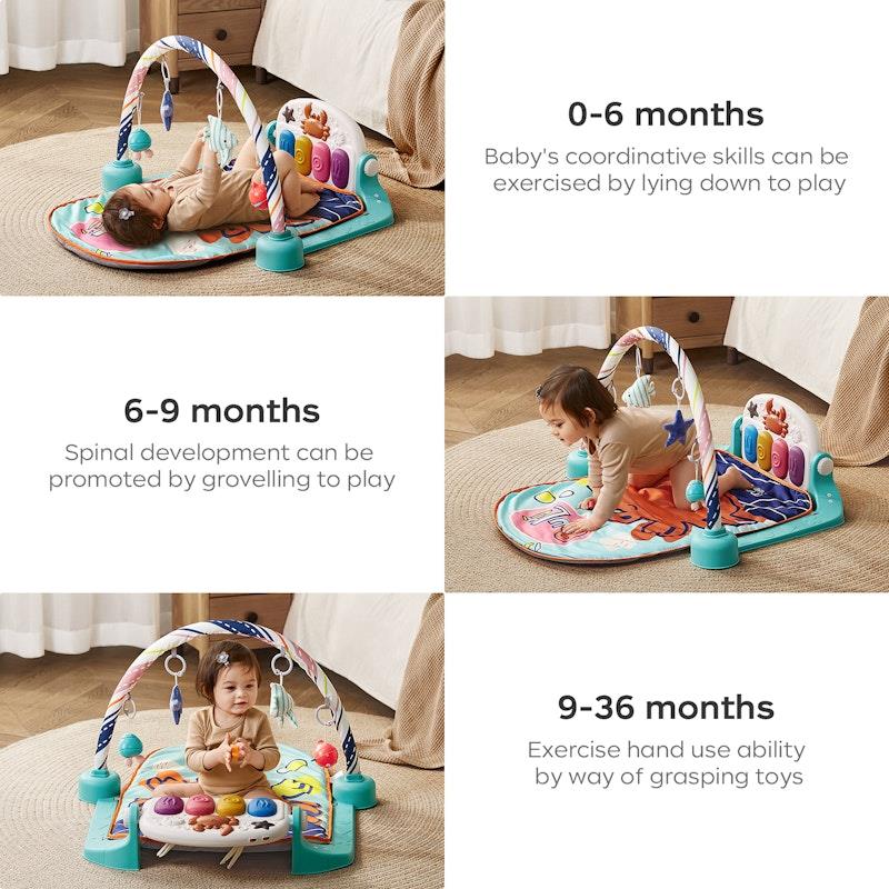 Babycare Play Gym | Infant Baby Playmat | Musical Keyboard Sensory Play Mat Washable