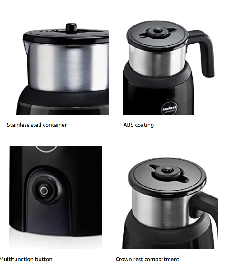 Lavazza Milk Frother Frothing Machine | Electric Milk Heating Warming Function | For Cappuccino Espresso Home Office Coffee
