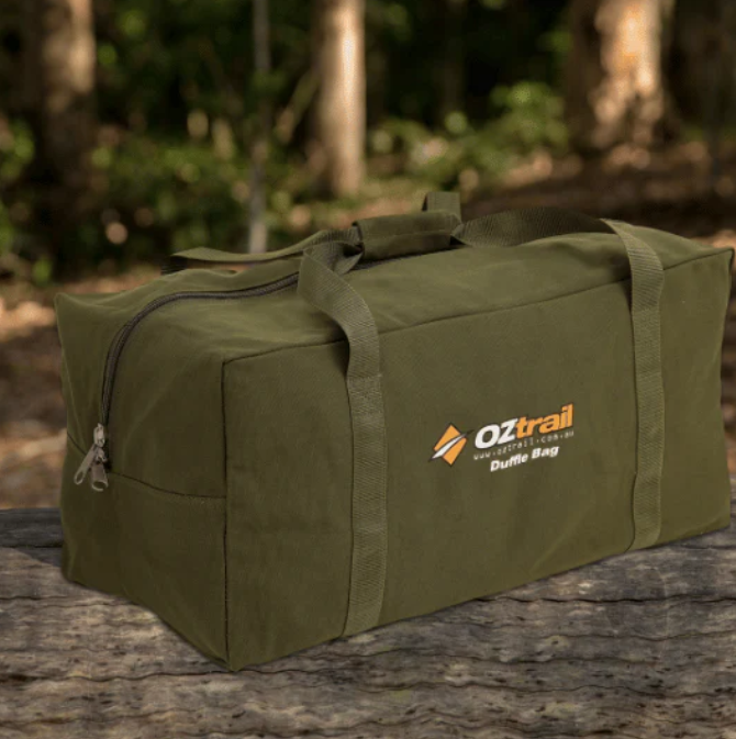 OZtrail Camping Duffle Bag Medium 60x30cm Canvas Heavy Duty Webbing Duffel Carry Side Bag
