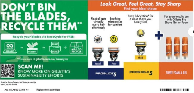 Gillette Proglide Manual Blade Refills | 12 pack | Flexball Technology | Sensitive Skin |