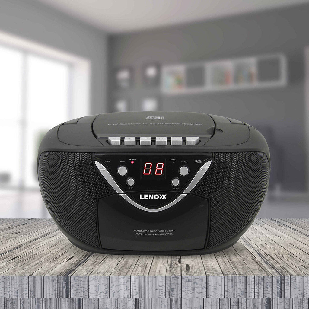 Lenoxx Portable CD/Cassette Player with AM/FM Radio Speaker, Portable Music Machine Party Picnic Sound Box
