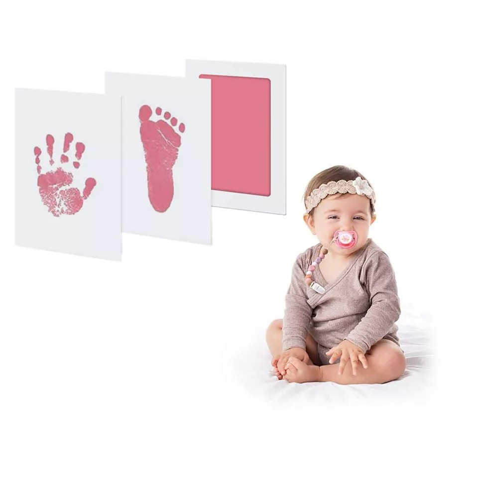 Newborn Baby Pet Wipe Safe Inkless Hand Foot Print Keepsake Kit Christmas Gift - Random Colour
