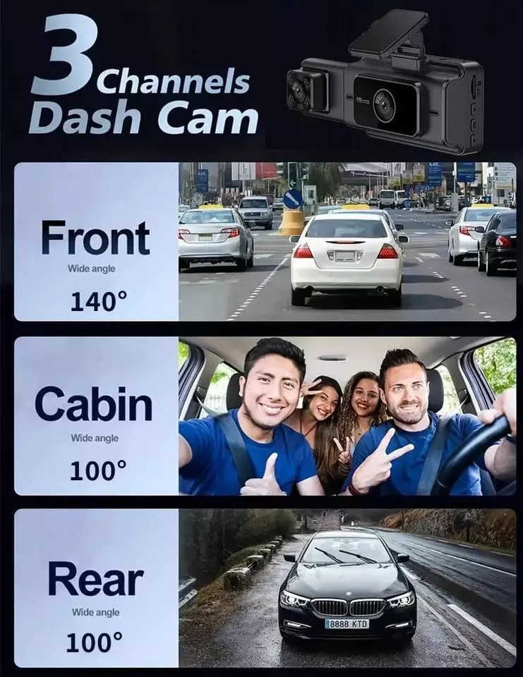 Car Dash Dual Camera | 1080P WIFI | WiFi-APP Control | HD resolution Video Recorder Front Rear | Inside Night Vision | Ride Share Driver Needs |