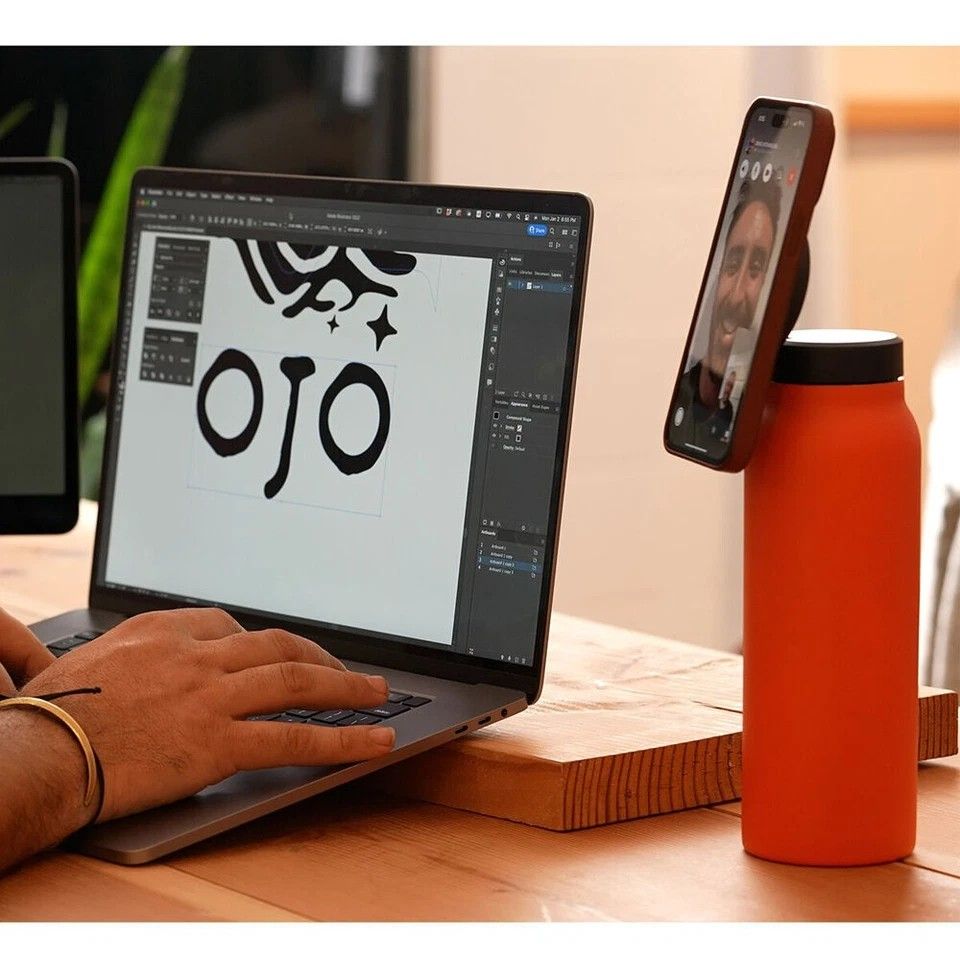 Ringo 710ml Insulated Water Bottle | MagSafe Phone Mount | Orange Stainless Steel