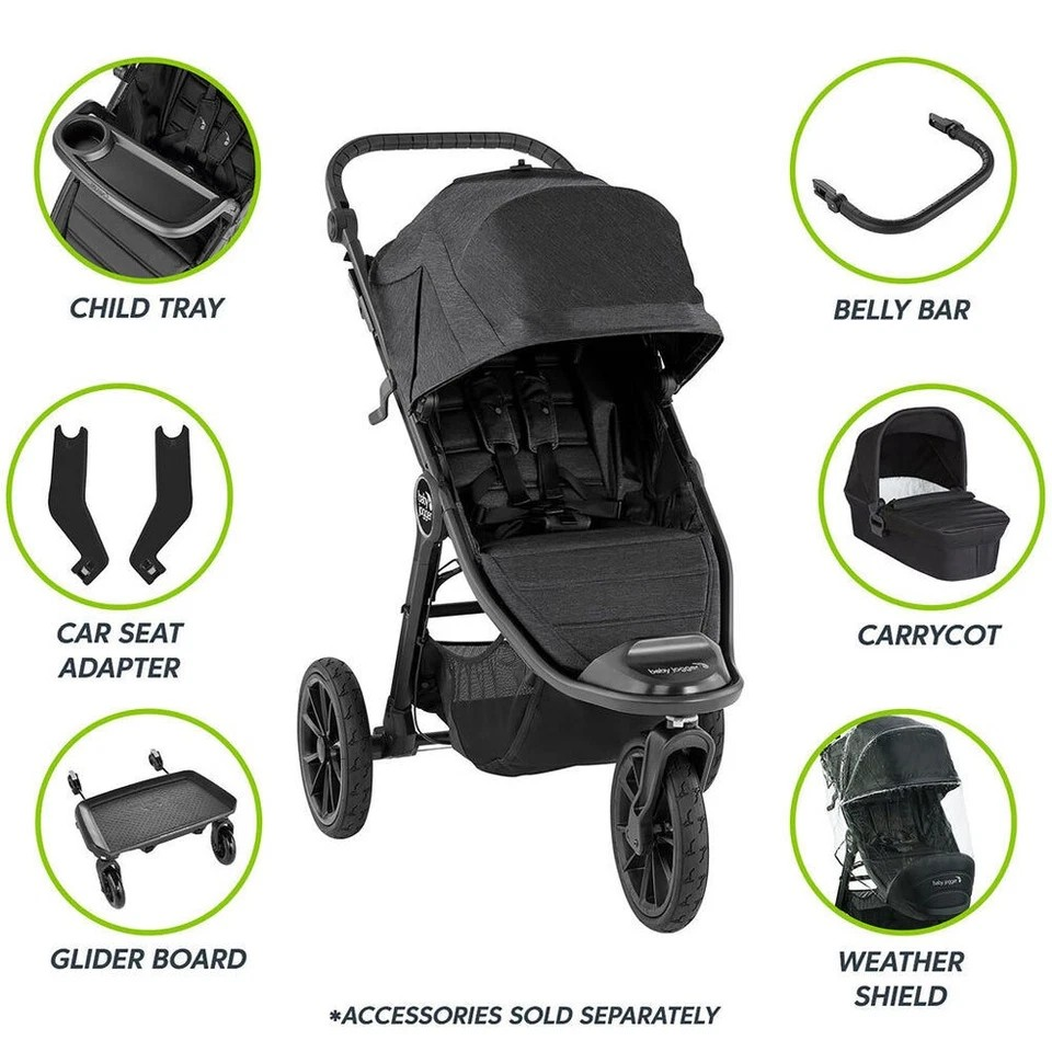 Baby Jogger City Elite 2 | Opulent Black | All Terrain Folding Travel Stroller