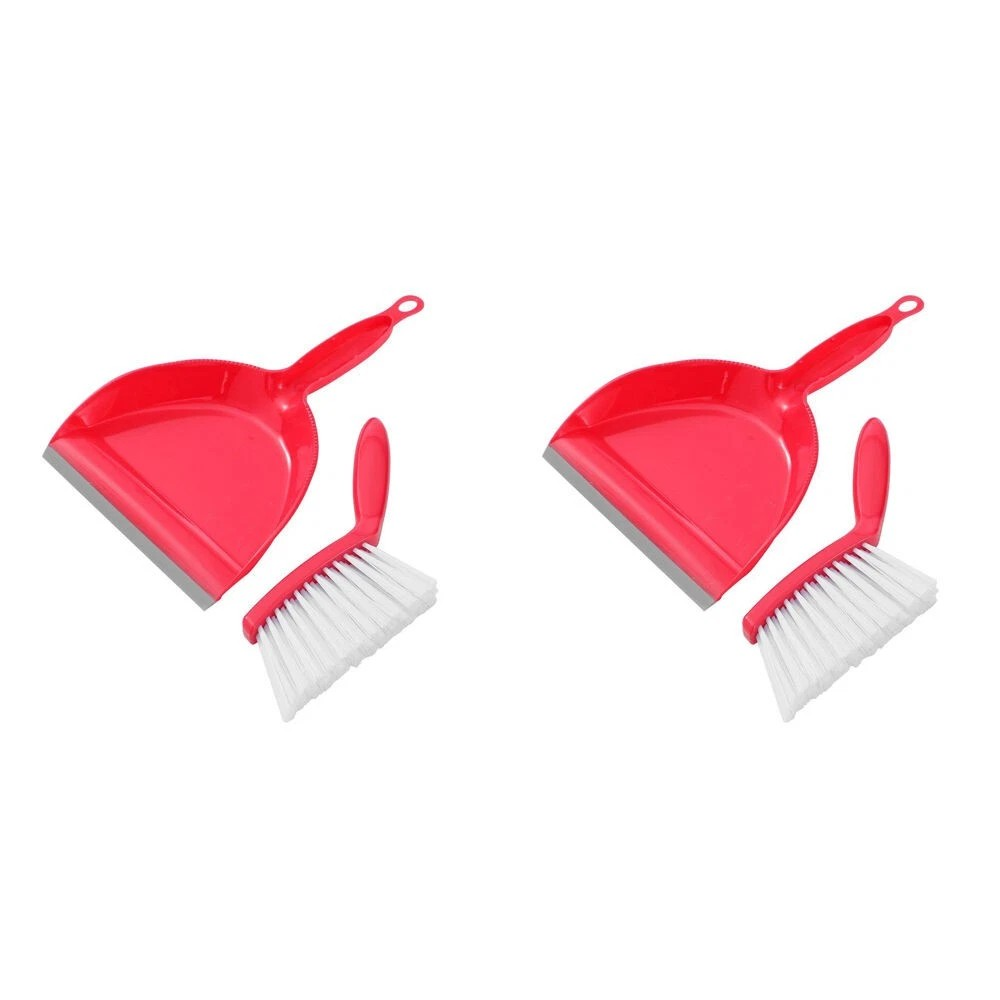 Compact Indoor Dustpan | 2Pk Duster and Pan | Snap-in-Brush Set Mini Assorted