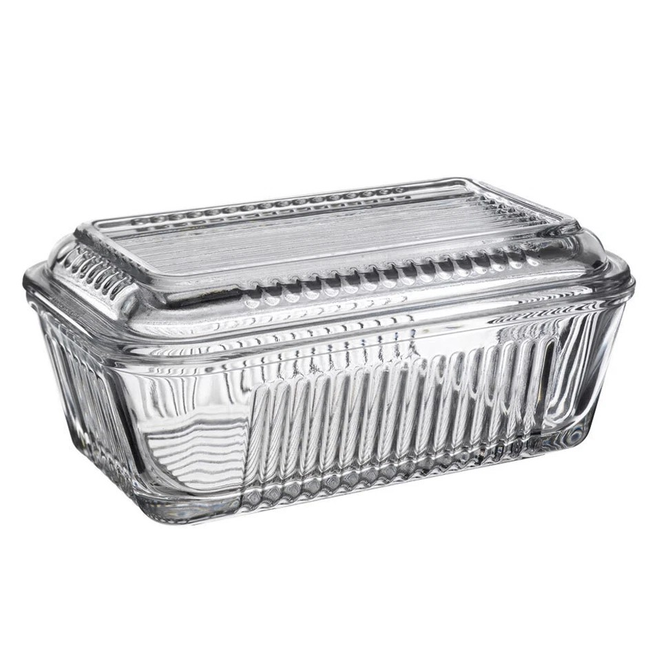 Pasabahce 480ml Kitchen Butter Dish Keeper Glass Container Storage Holder Clear