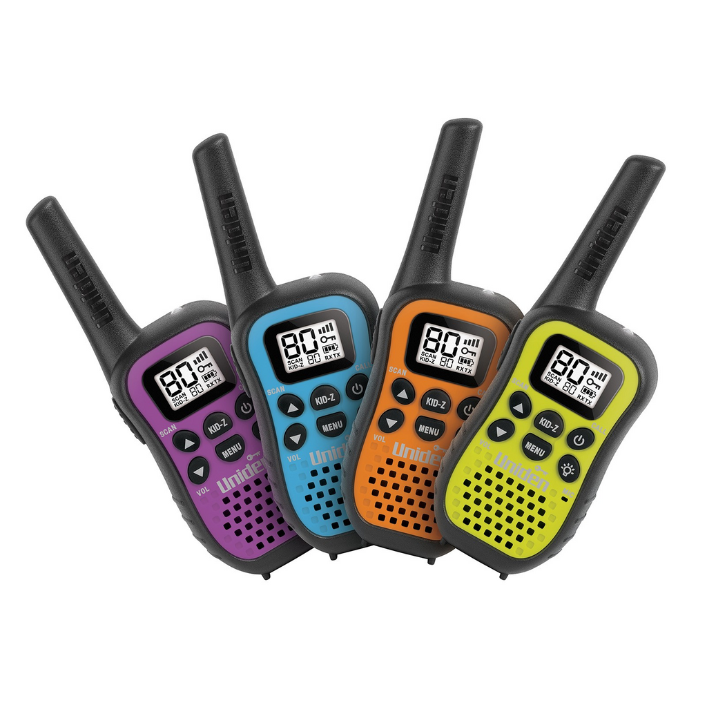Uniden UH45-4 | UHF CB Handheld Radio (Walkie-Talkie) with Kid Zone | Quad Band | 3km Range UHF Radio | 20hours Operating Time | Channel Scan Feature