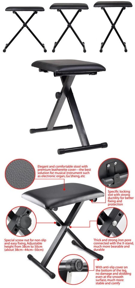 Portable Piano Stool | Adjustable 3 Way Folding Keyboard Seat | Bench Piano Chair | Sturdy Chair |