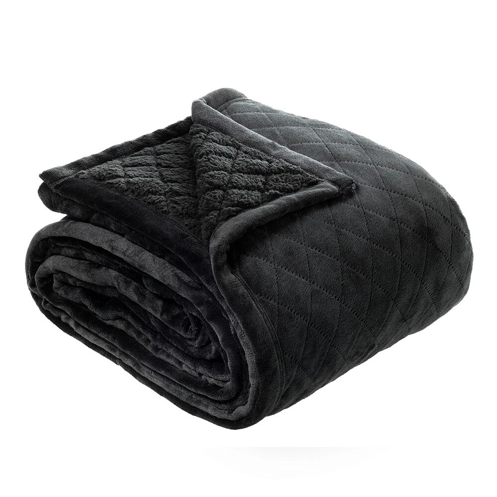 Bianca Mansfield Sherpa Blanket | 480gsm | Home/Room Bedding Charcoal | Superwarm | Polyester