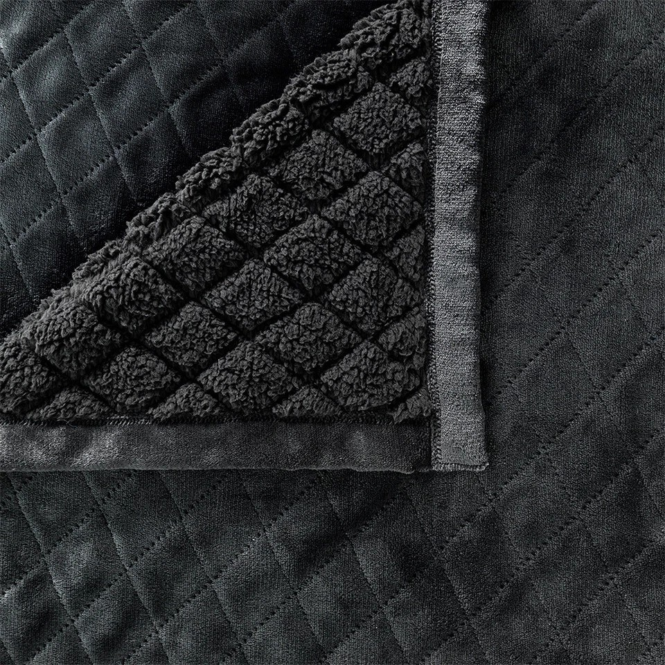 Bianca Mansfield Sherpa Blanket | 480gsm | Home/Room Bedding Charcoal | Superwarm | Polyester