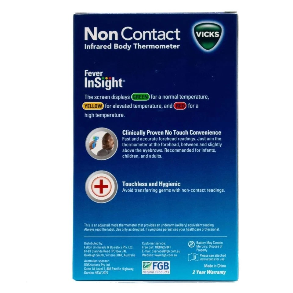 Vicks Non-Contact Thermometer | Infrared Body Digital Thermometer | Quick Reading | Fever Detection