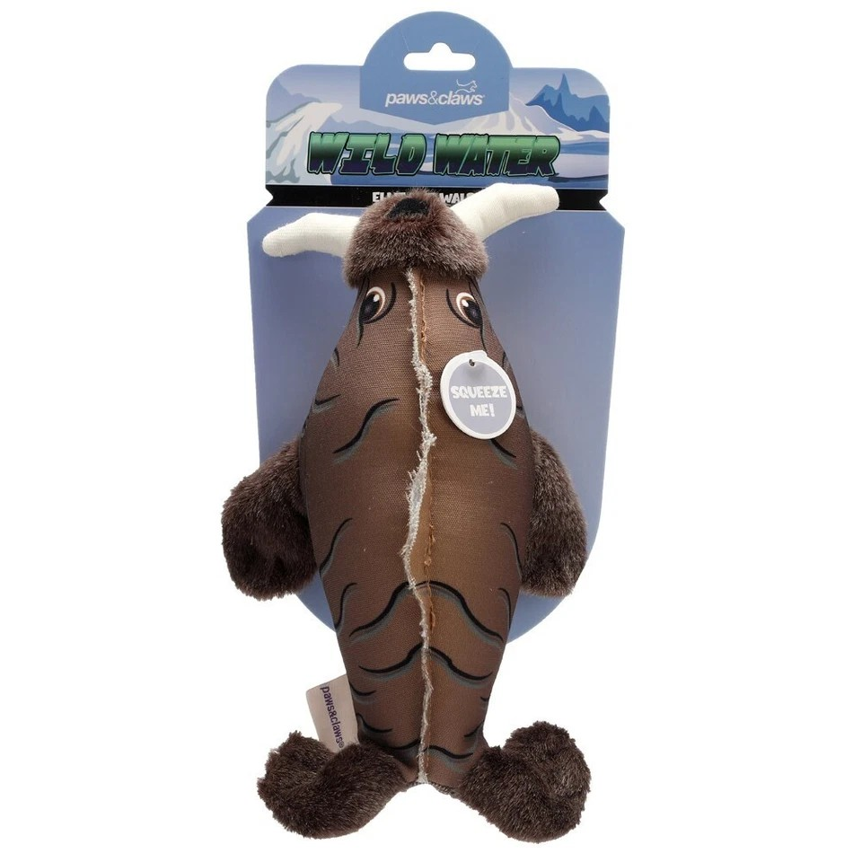 Paws & Claws 33cm | Wild Water Animalz Dog/Pet Interactive Squeker Toy | Assorted x2