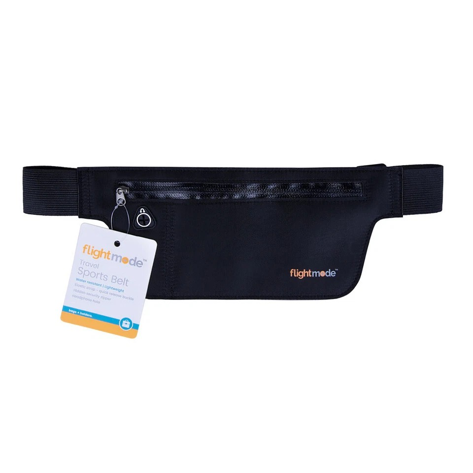 Flightmode Water Resistant Travel Bag | Sports Travel Bag | Belt w/ Hole for Headphones Pouch 2 Pk
