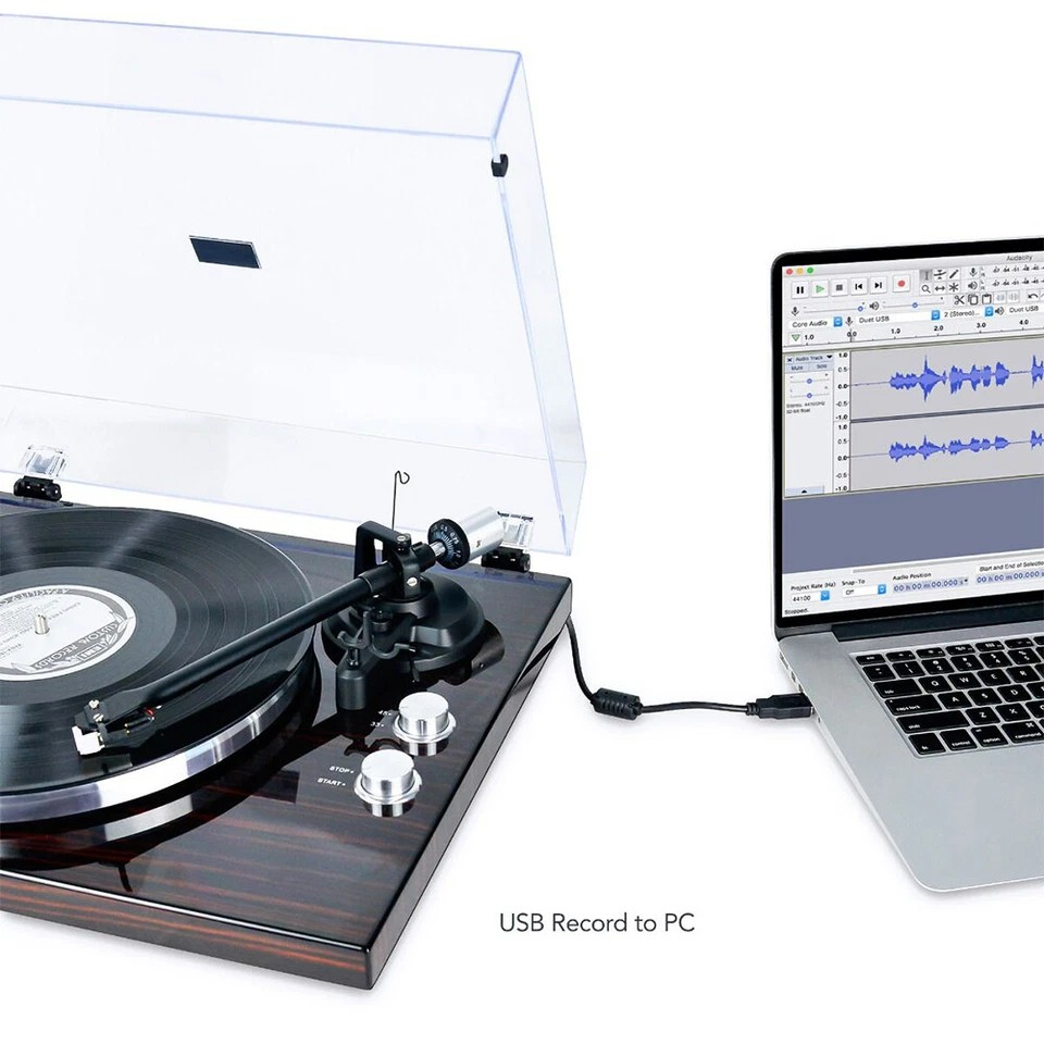 Mbeat Counter Weight/Anti-Skating Bluetooth Turntable Player w/USB/RCA/Phono Out